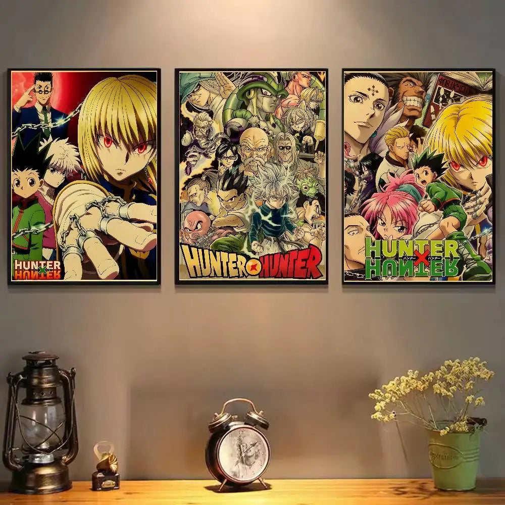 H-HunterXHunter Retro Poster HD Art Sticky Wall Waterproof Home Living Room Bedroom Bar Aesthetic Decoration