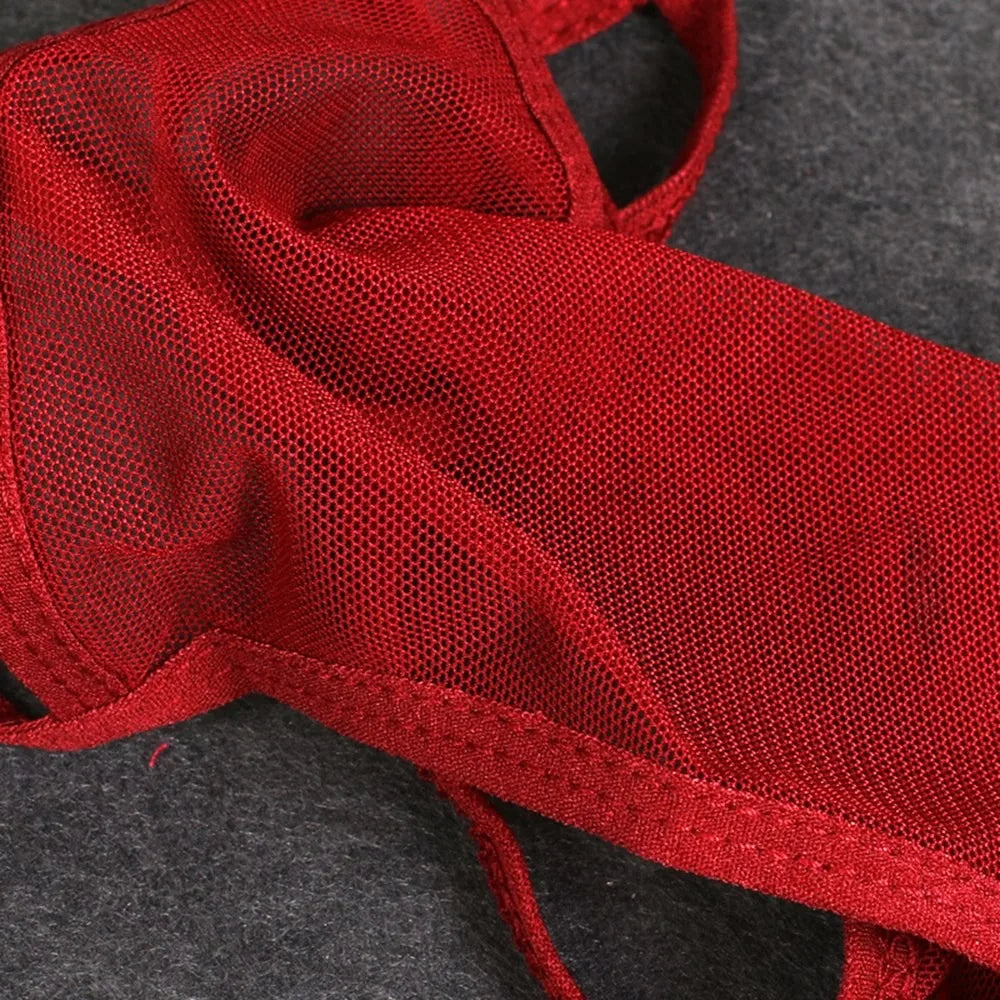 Men's Sexy Liquid Stretch Thong - See-Through Mesh Cut G-Strings, Sultry Panties Underwear
