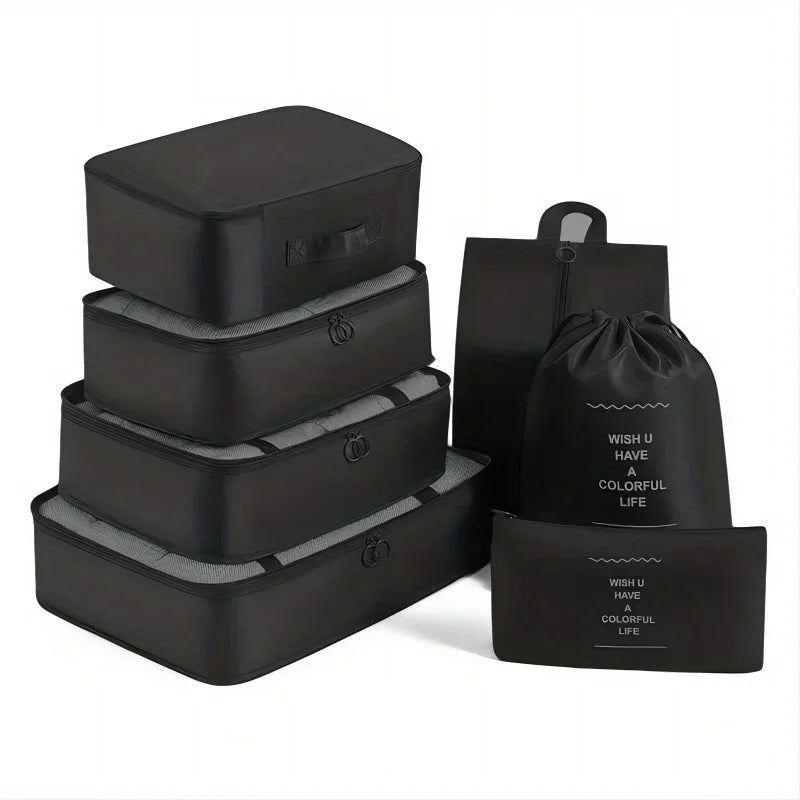 7-Piece Mesh Travel Packing Cube Set with Shoe Bag