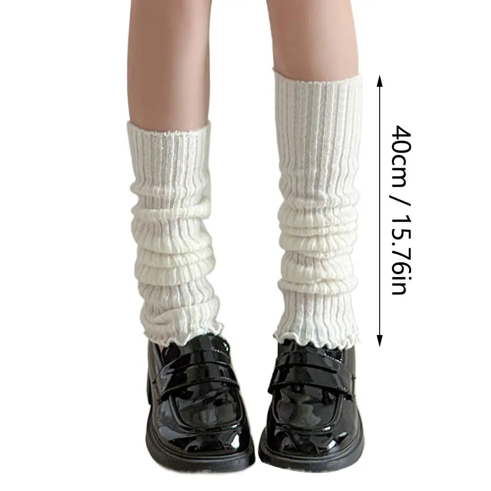 White Ribbed Knit JK Slouch Leg Warmers