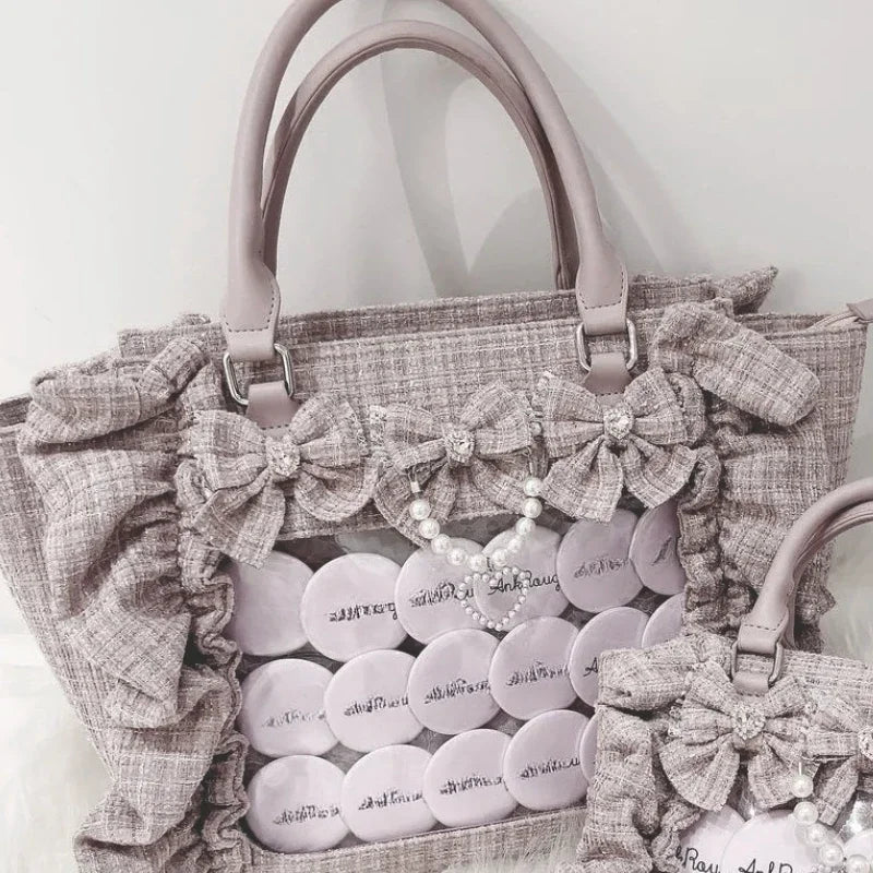 Ruffle Bow Transparent Ita Bag