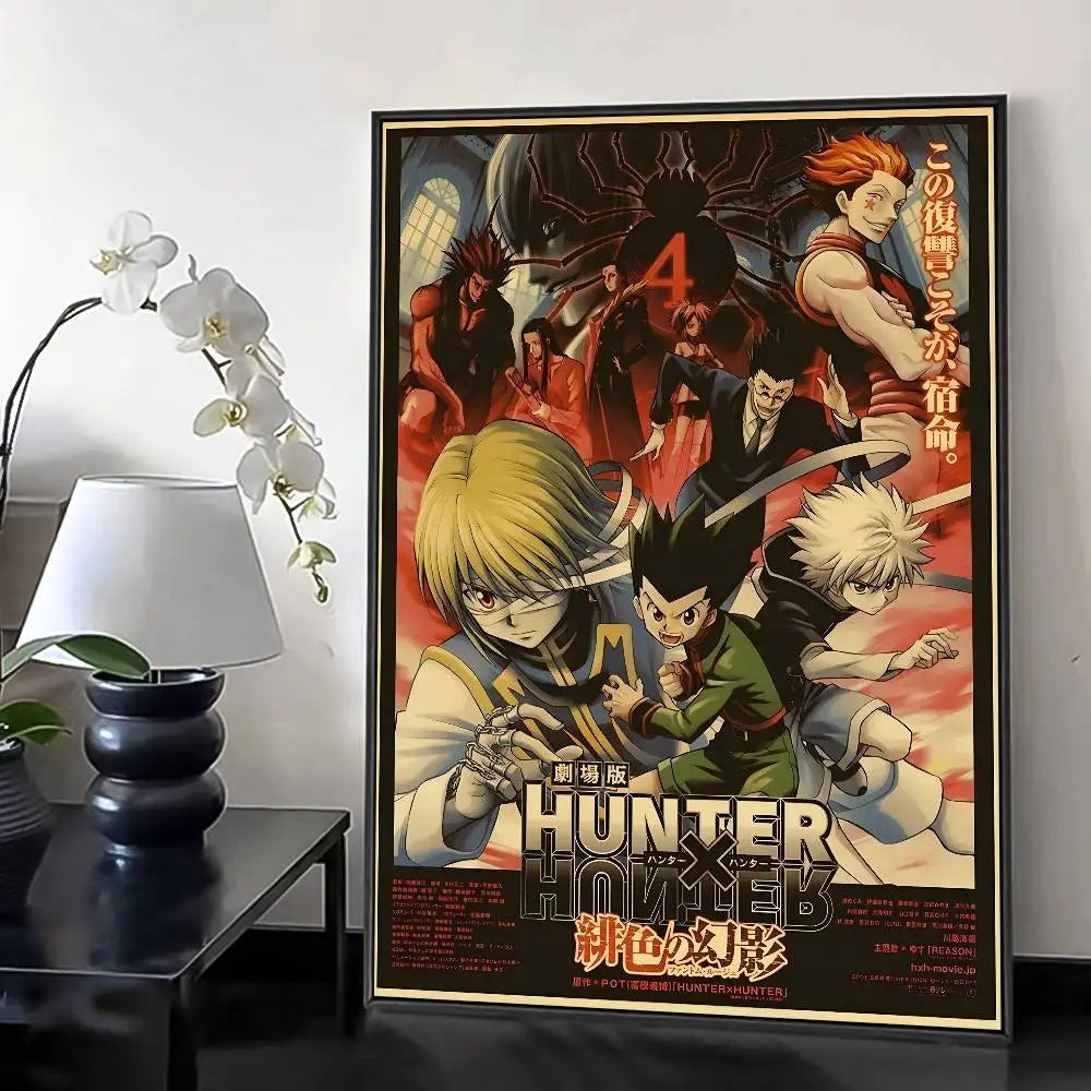 H-HunterXHunter Retro Poster HD Art Sticky Wall Waterproof Home Living Room Bedroom Bar Aesthetic Decoration