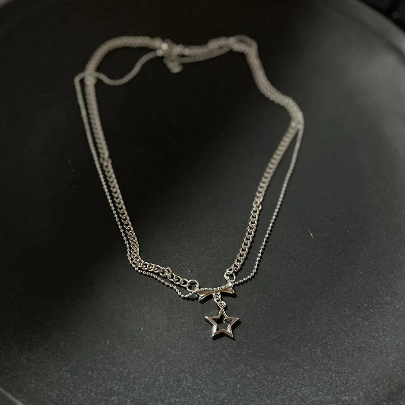 Plush Leopard Bone Choker for Women, Korean Kawaii Fashion Star Pendant Necklace, Harajuku Sexy Accessories, Y2K Jewelry Gift