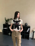 Pleated Cartoon Y2K Crop T-Shirt