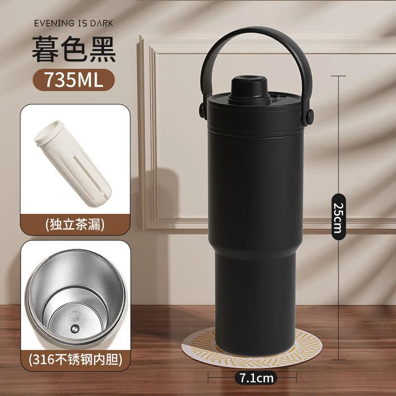 24 oz Stainless Steel Travel Tumbler with Straw & Handle