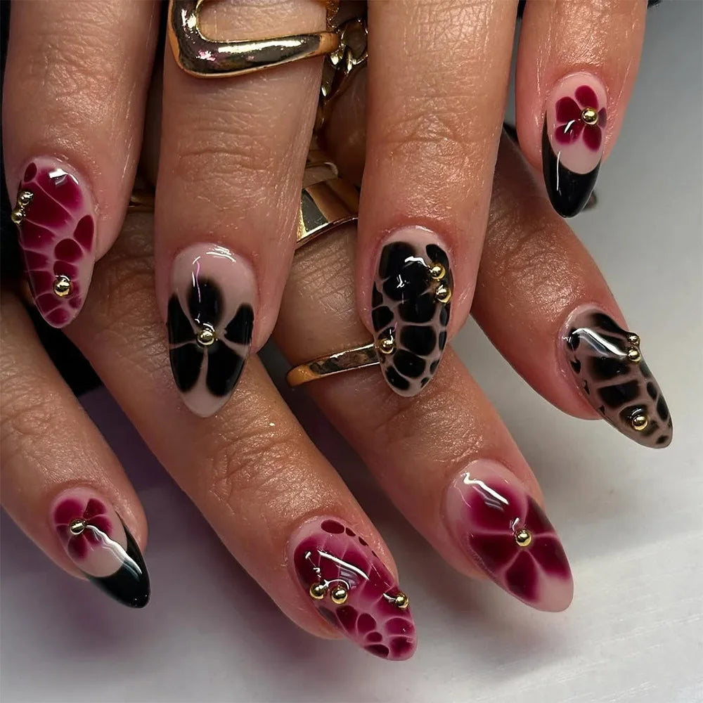 Red Star French Almond Press-On Nails