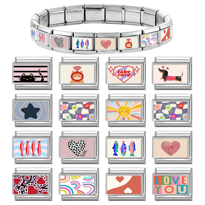 Cute Animal & Rainbow Italian Charm Links – 9mm