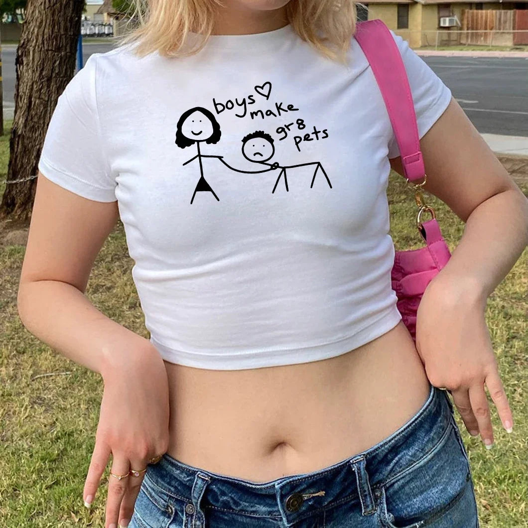 “Boys Make Great Pets” Graphic Crop Top