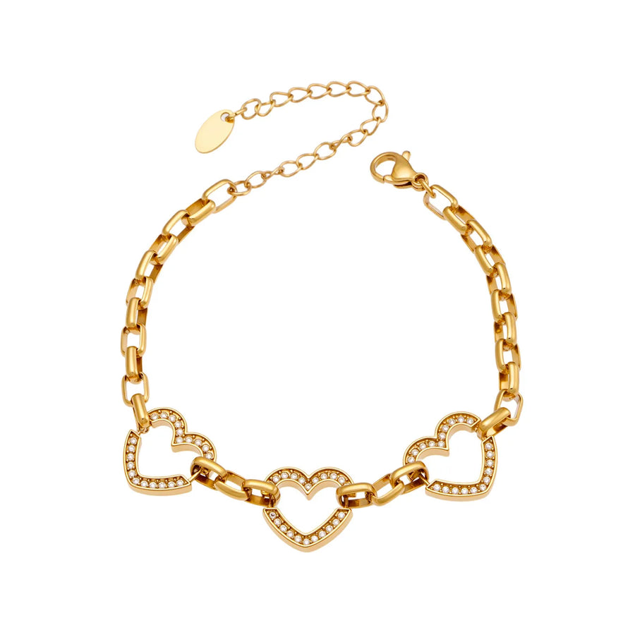 18K Gold-Plated 316L Stainless Steel Heart Bracelet