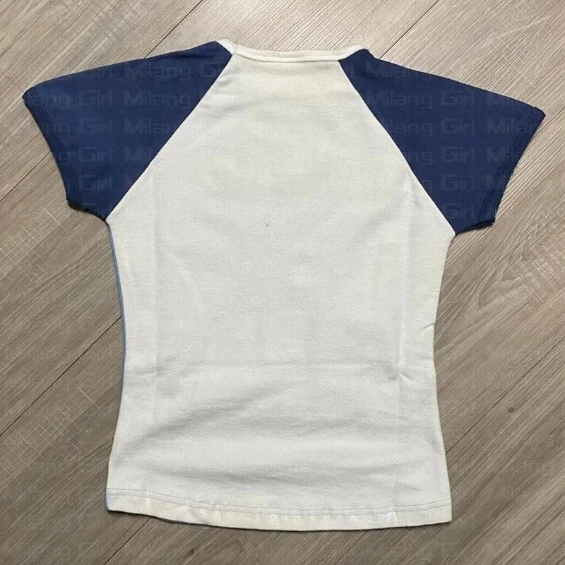Gothic Letter Print Y2K Baby Tee