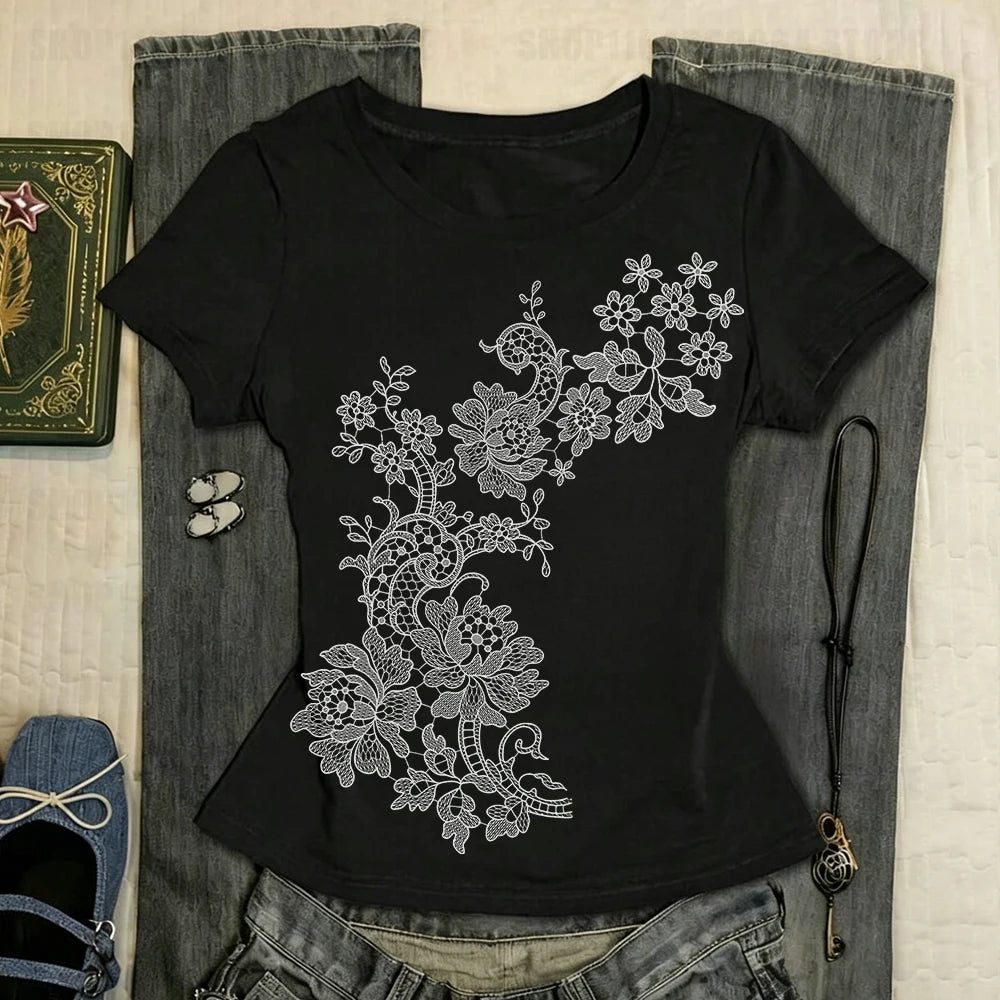 Kitty Graphic Grunge Y2K Crop Top