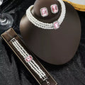 White Pearl Jewelry Set For Women Bridal Crystals Necklace Bracelet Earring Wedding Party Jewelry Sets