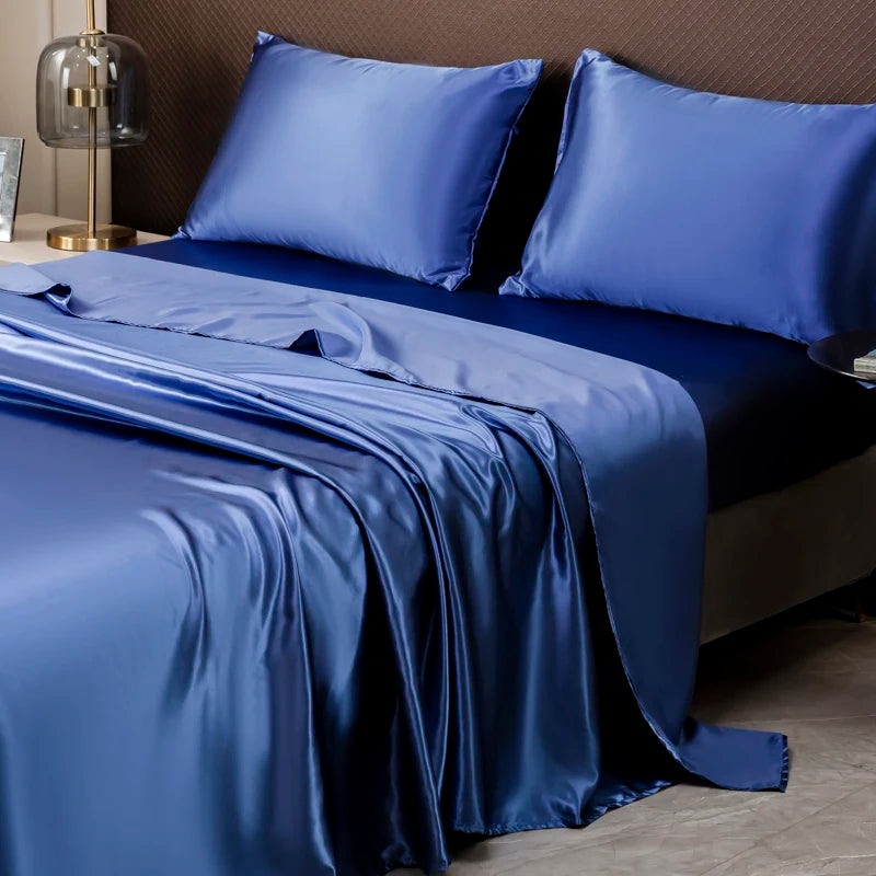 Solid Satin Sheet & Pillowcase Bedding Set