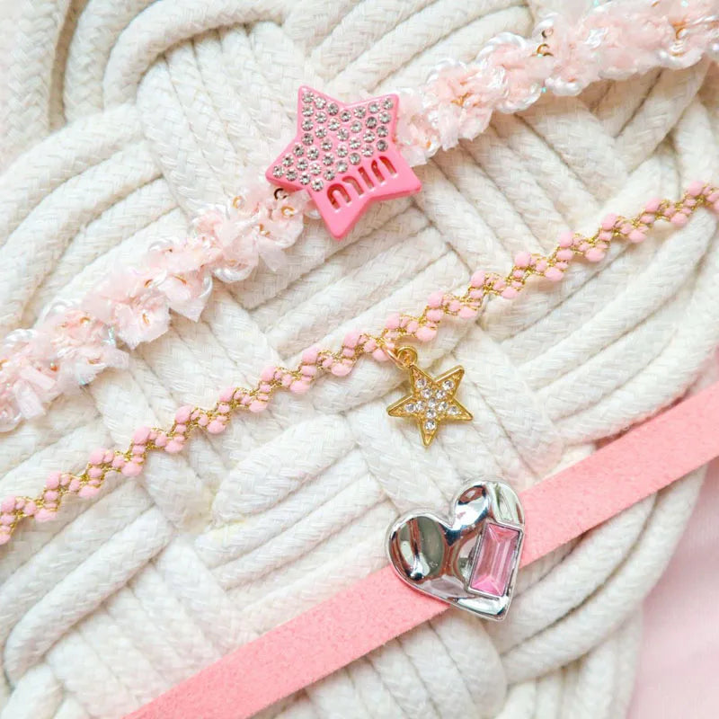 Pink Star, Bow & Bear Lace Choker Necklace