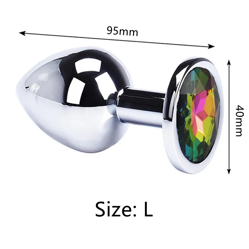 Colored Crystal Stainless Steel Anal Plug – 3 Sizes
