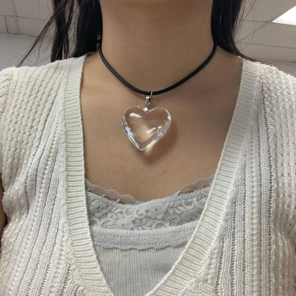 Y2K Red & Pink Heart Pendant Necklace
