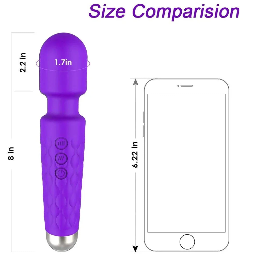 Cordless Rechargeable Wand Body Massager – 20 Modes/8 Speeds