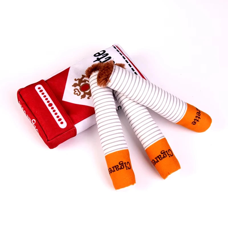 Cigarette-Shaped Giggling Plush Dog Toy