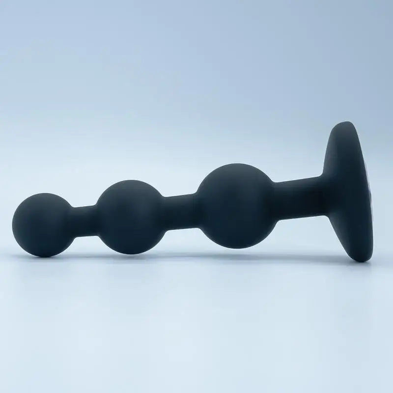 3-Ball Black Silicone Anal Plug with Crystal Base