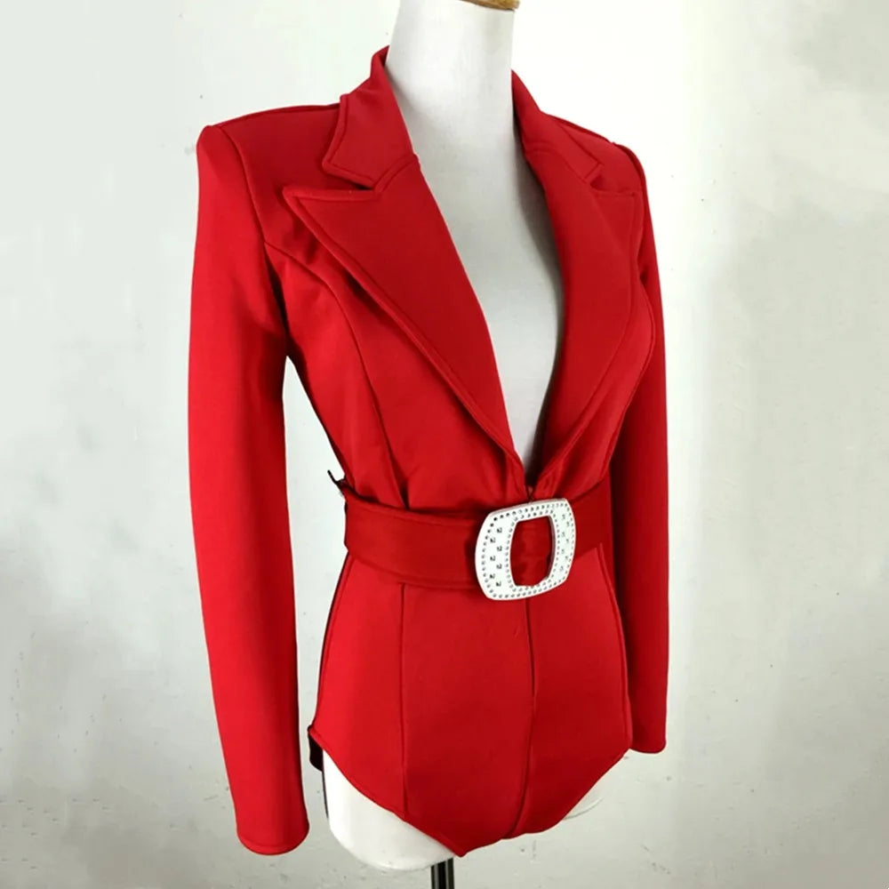 Sexy V-neck Long Sleeve Bodysuit Female Jazz Dancer Catsuit Stage Wear Nightclub DJ Singer Dance Team Show Performance Costume