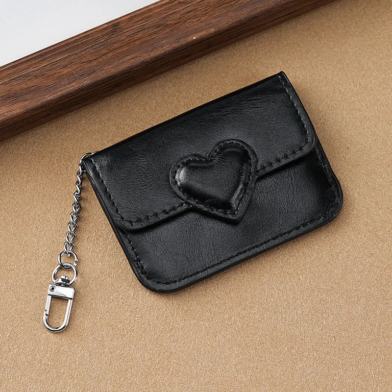 Women's Heart-Shaped PU Leather Card Holder Wallet