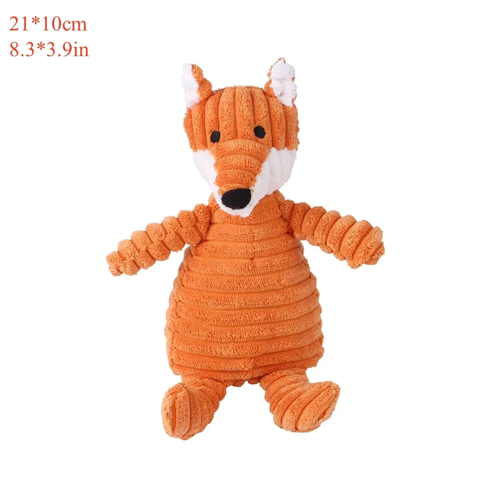 Corduroy Animal Squeaky Plush Dog Toy