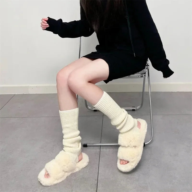 Hollow-Heel Japanese Lolita Knit Leg Warmers