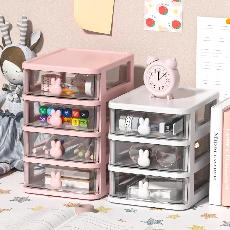1Pc Storage Box Space-Saving Clear Drawer Organizer (2/3/4-Tier) Sort Office Home Dormitory,Makeup, Pens, Jewelry, Stationary