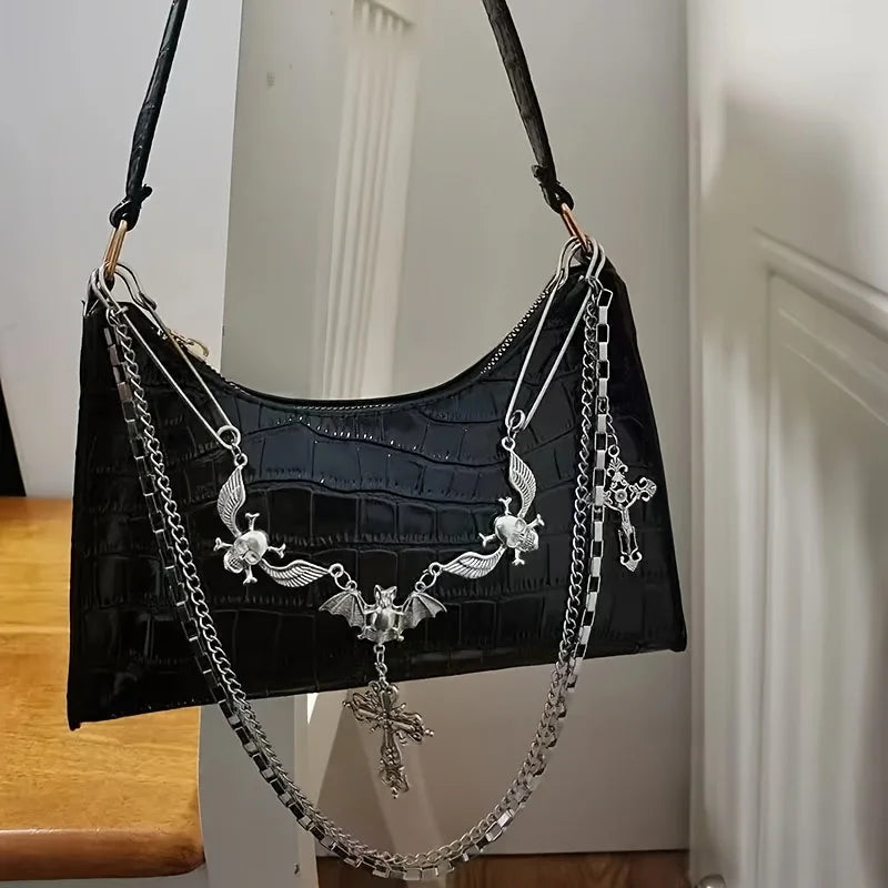 Gothic Skull Chain Shoulder Bag