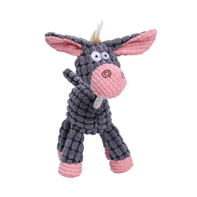 Corduroy Animal Squeaky Dog Toy