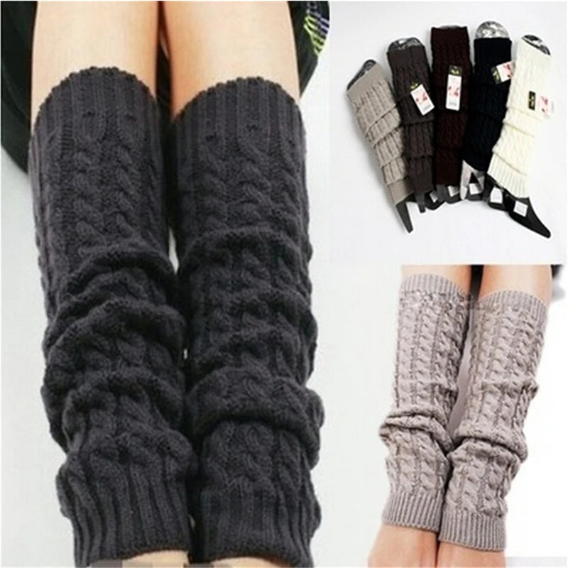 Women's Black Thigh High Fashion Gaiters Warm Knit Boot Cuffs Knee High socks Leg Warmers Christmas Gift Ideas