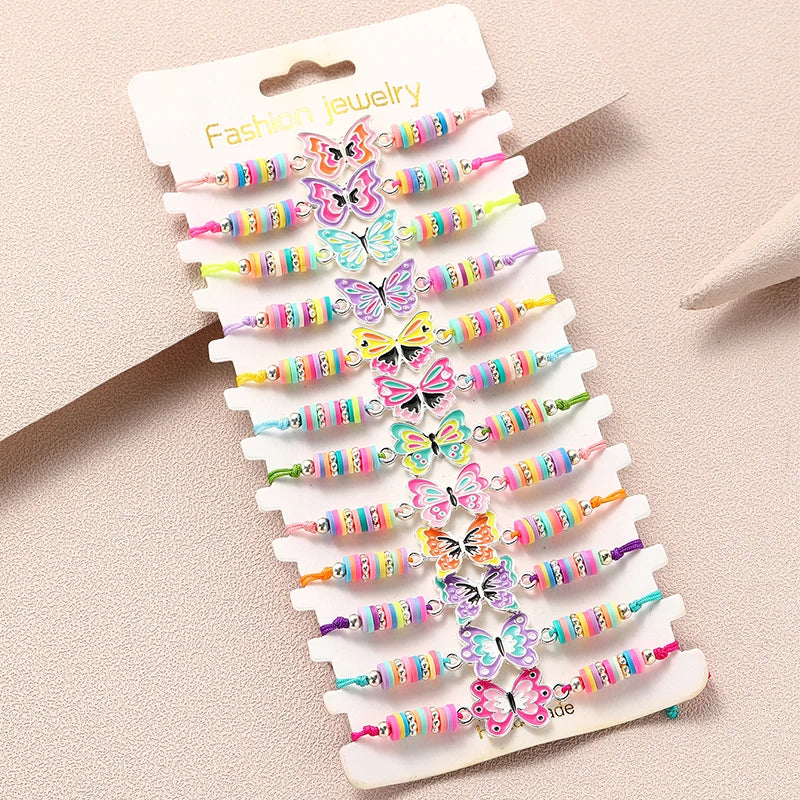 12-Piece Adjustable Cat Charm Bracelet Set