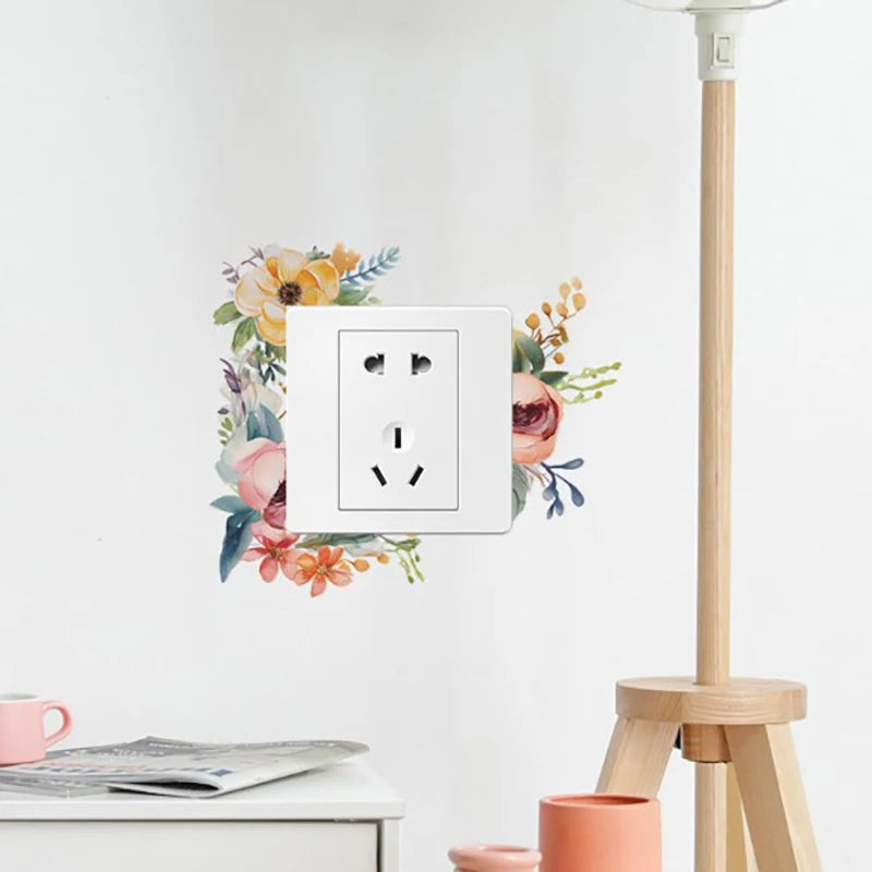 Romantic Flower Light Switch Wall Stickers