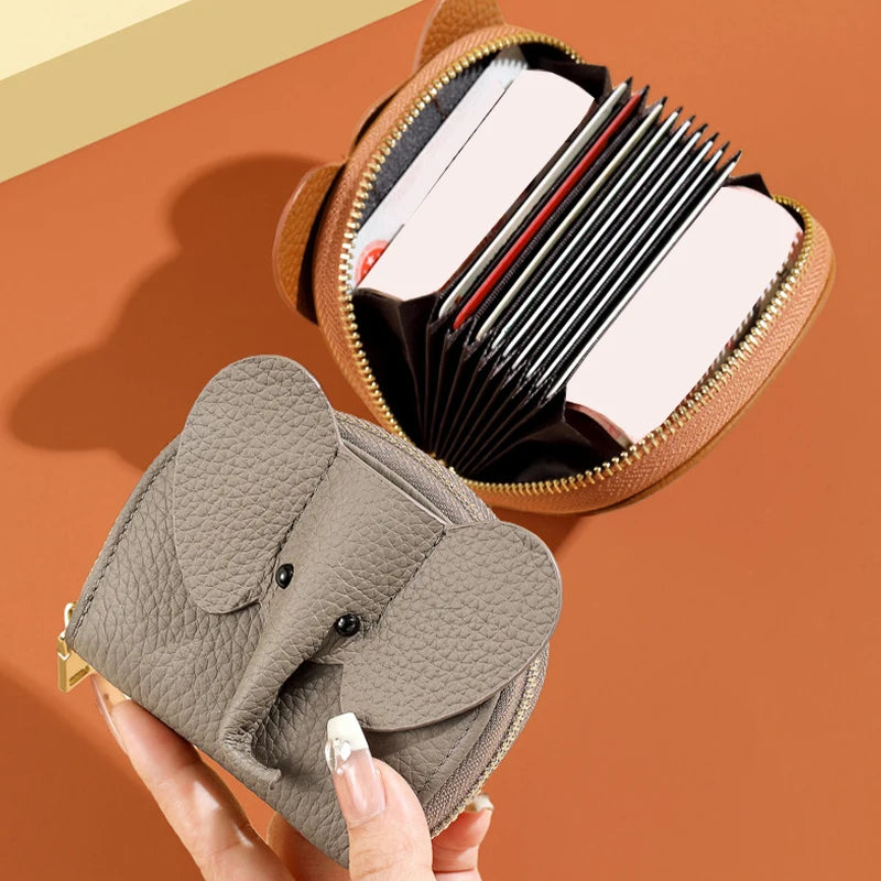 Creative PU Leather  Purse for Women Baby Elephant Card Holder Bag Pendant Ideal for Birthday Gift