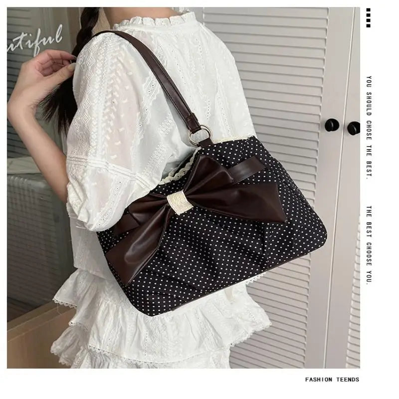 Vintage Polka Dot Bow Shoulder Bag