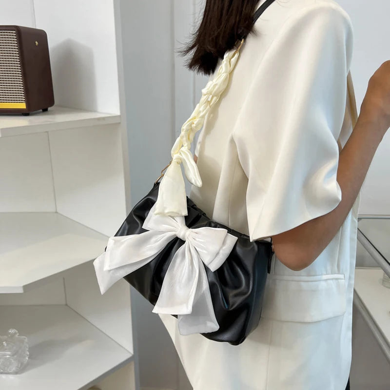 Pleated Bow Shoulder Bag