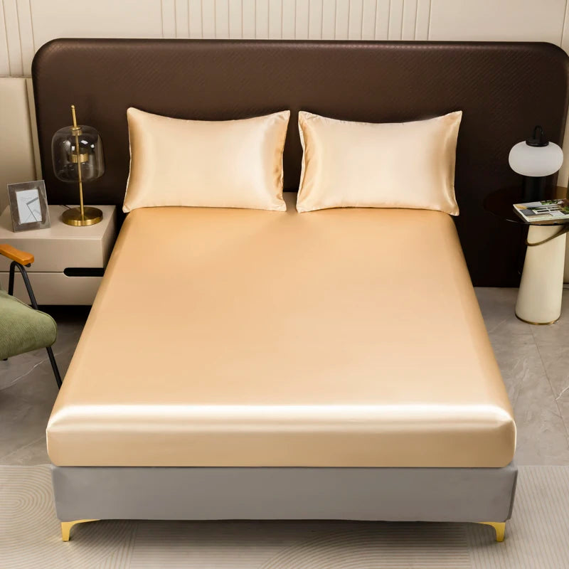 Solid Satin Sheet & Pillowcase Bedding Set