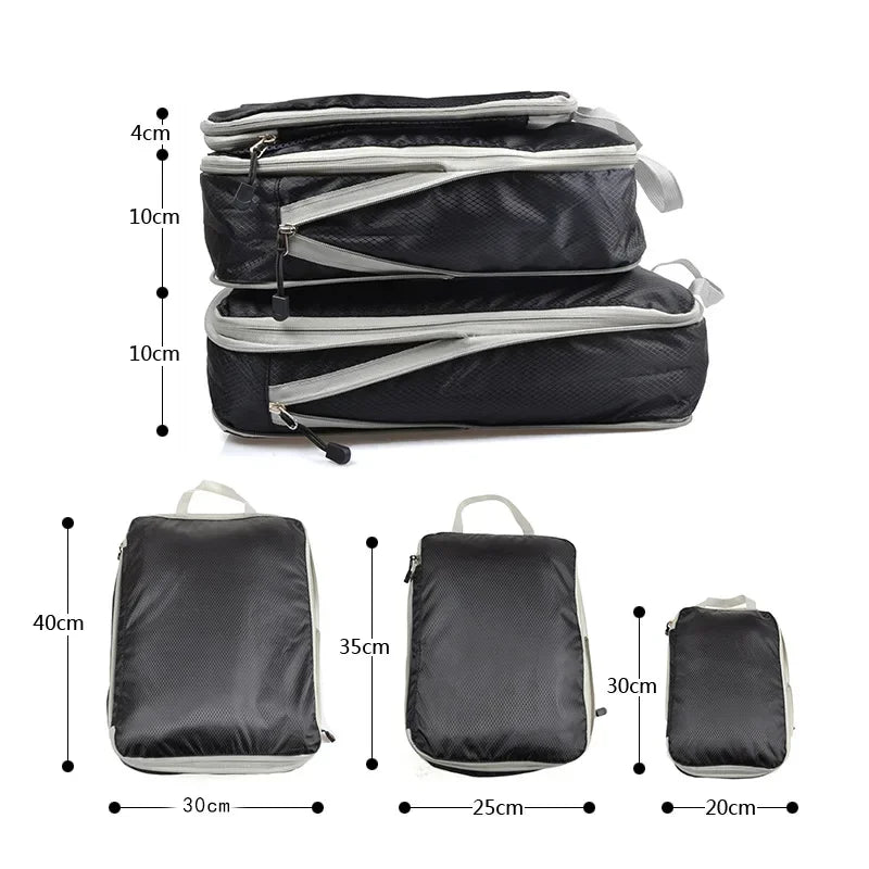 Compression Packing Cube Set with Zippered Storage Bags