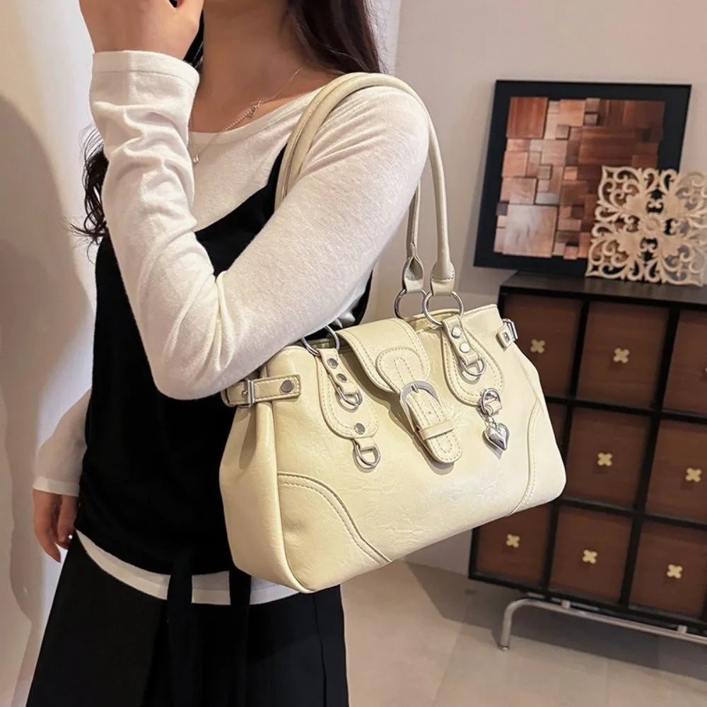 Y2K Faux Leather Motorcycle Shoulder Bag