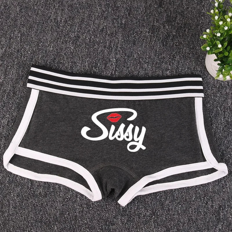 Sexy Lips SISSY Underwear for Women Funny Female Boxer Shorts Cotton Boy Shorts Cute Girl Panties Breathable Womens Intimates