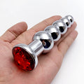 5-Bead Metal Anal Plug with Jewel Base