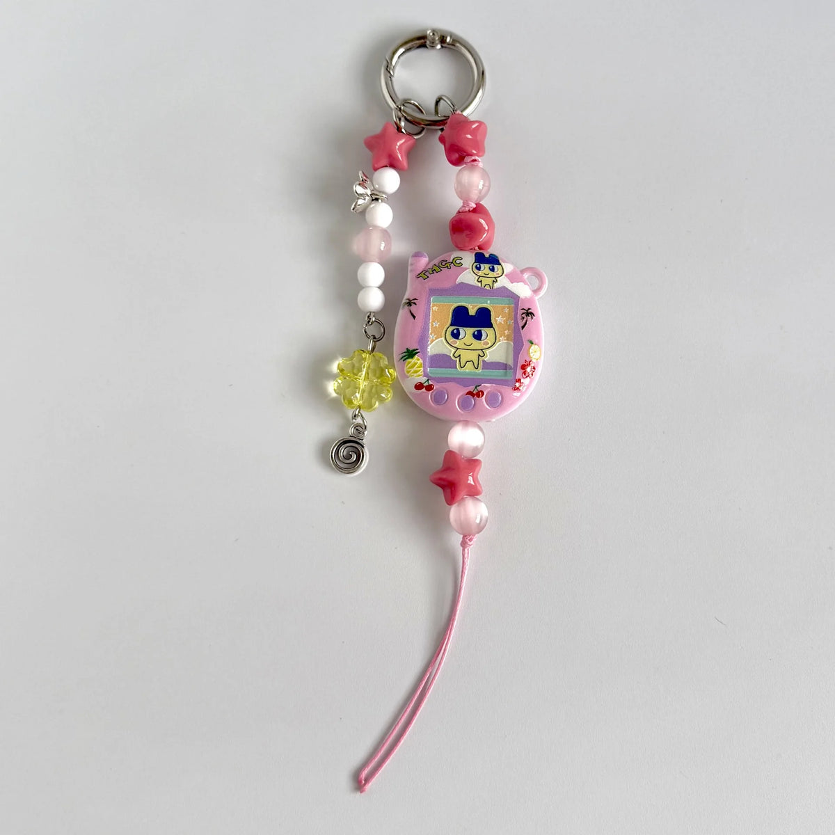 Tamagotchi Beaded Phone Strap with Acrylic Charm