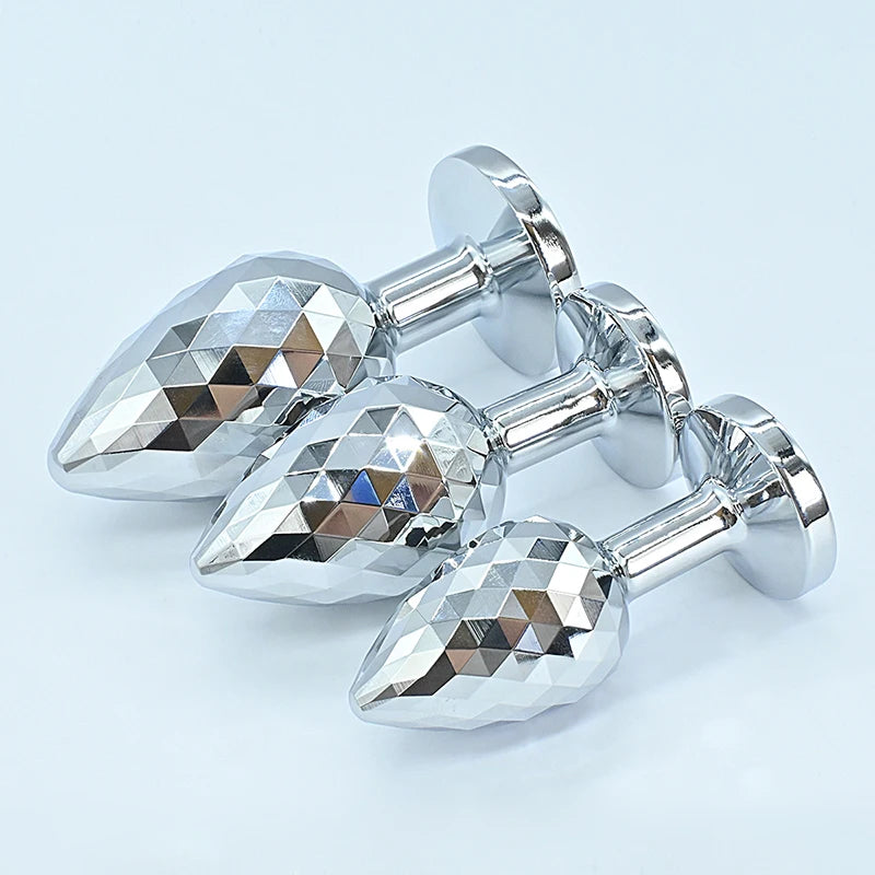 Diamond-Texture Stainless Steel Crystal Anal Plug