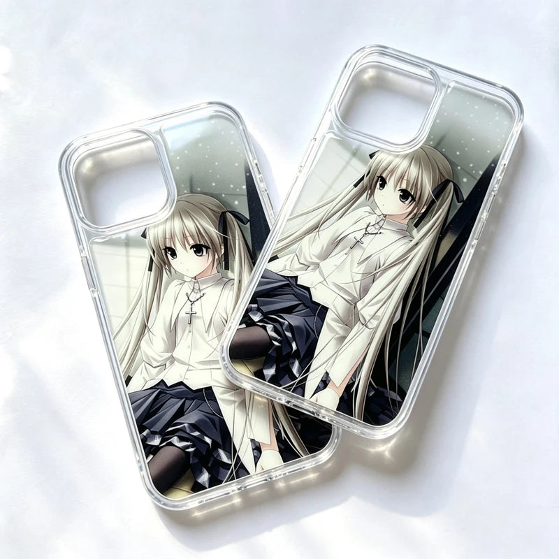 Y2K Anime Girl Transparent Phone Case for iPhone