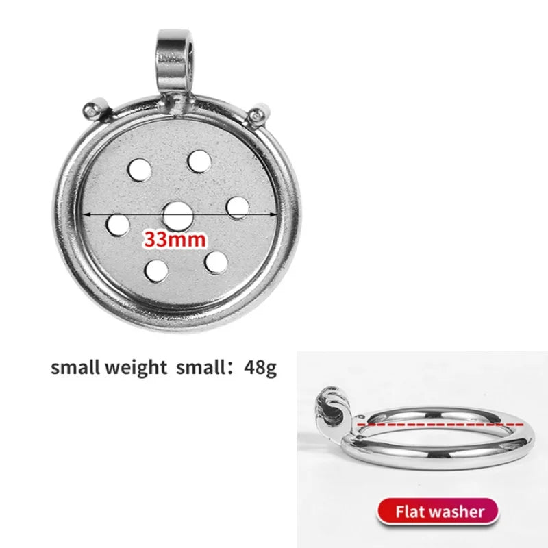 Flat Stainless Steel Chastity Cage