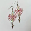 Pink Bow, Heart & Star Drop Earrings
