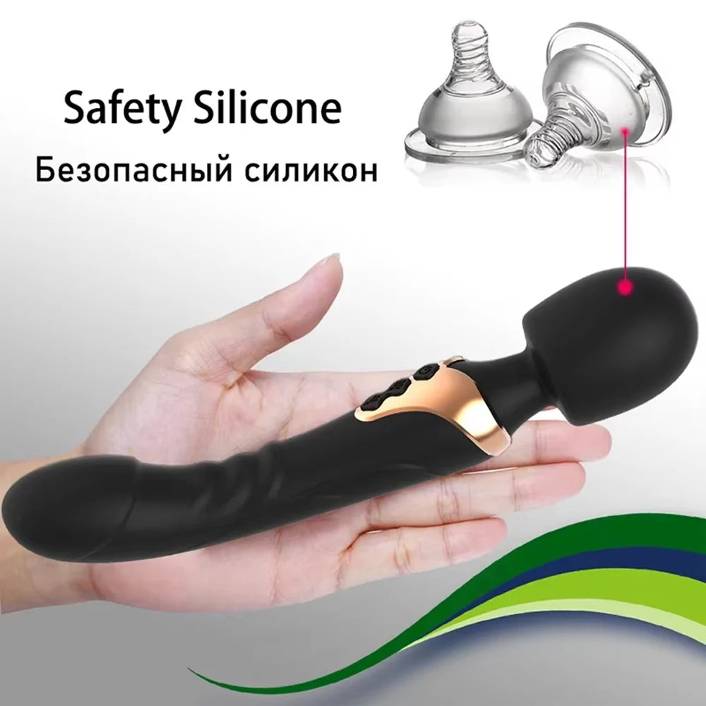Silicone Rechargeable 10-Mode Wand Vibrator