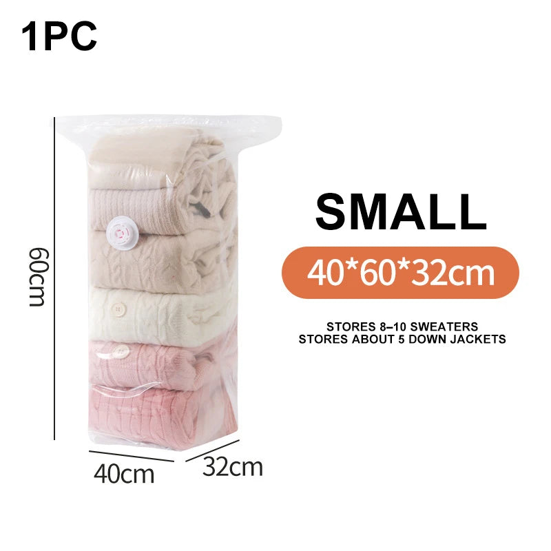 Large No-Pump Vacuum Compression Storage Bags