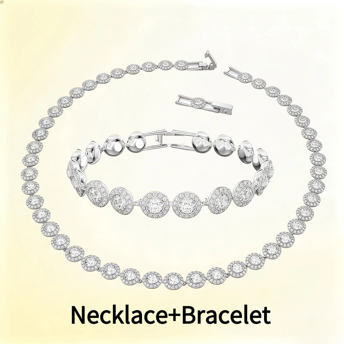 Women's Round Necklace, Earrings & Bracelet Set