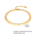 Anklet Set Layered for Women 18K Gold Plated Stainless Steel Flat Snake Chain Round Disk Waterproof Jewelry